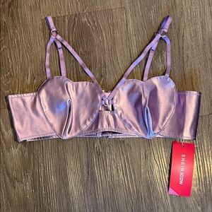 SHEIN ICON Metallic Pink Heart Cup Strappy Bra Top – Size Small – NWT